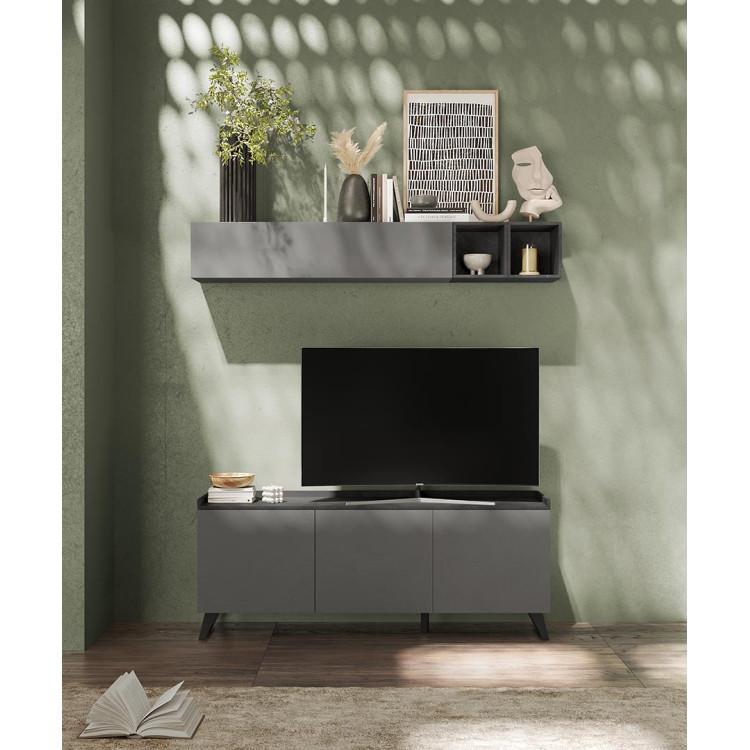 Meuble TV moderne gris foncé/ardoise 181 cm Tristan