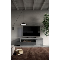 Meuble TV 1 porte/1 tiroir gris foncé/gris béton Fribourg