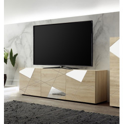 Meuble TV moderne 181 cm chêne samoa Larissa