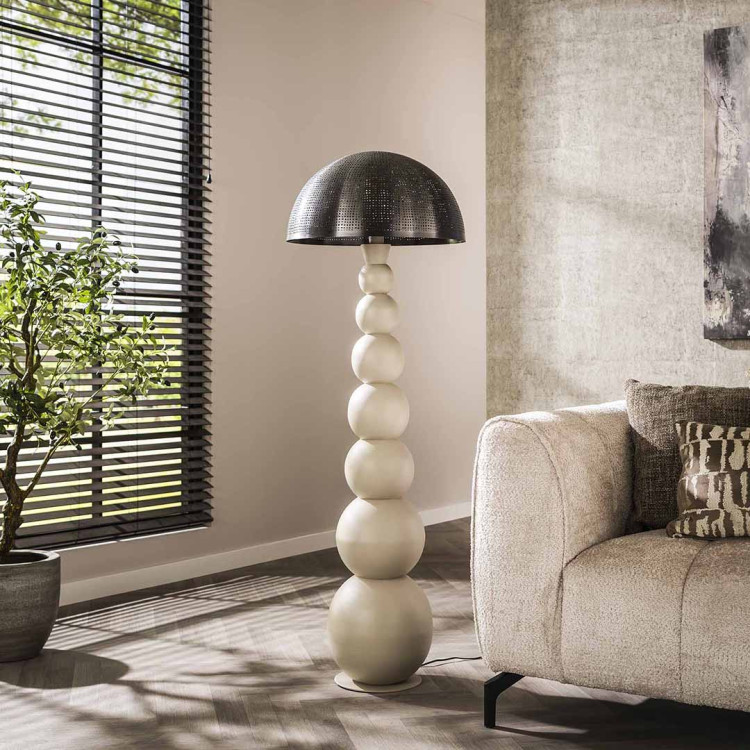 Lampadaire design en métal gris naturel H 152 cm Globe