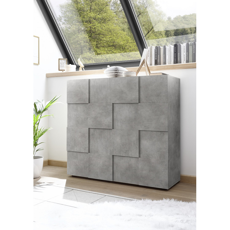 Buffet haut moderne 2 portes gris béton Milenor