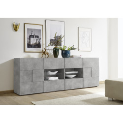 Buffet/bahut moderne 2 portes/4 tiroirs gris béton Milenor