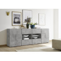 Buffet/bahut moderne 2 portes/4 tiroirs gris béton Milenor