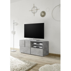Meuble TV 121 cm moderne gris béton Milenor