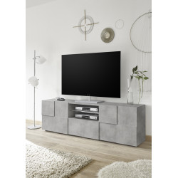 Meuble TV 181 cm moderne gris béton Milenor