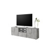 Meuble TV 181 cm moderne gris béton Milenor