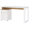 Bureau droit sur caisson moderne blanc/chêne Hamalia