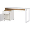 Bureau droit sur caisson moderne blanc/chêne Hamalia