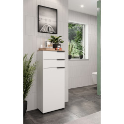 Meuble de salle de bain moderne H 111 cm blanc/chêne Nancy