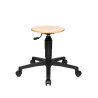 Tabouret d'atelier ergonomique assise en hêtre sur roulettes Sixty