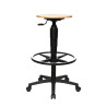 Tabouret d'atelier ergonomique assise en hêtre sur roulettes Sixty