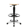 Tabouret d'atelier ergonomique assise en hêtre sur roulettes Sixty