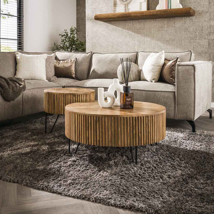 Tables basses rondes en acacia massif naturel Horizon (lot de 2)