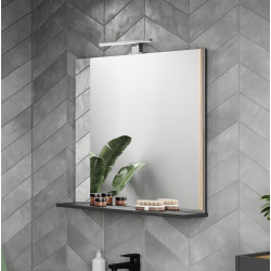 Miroir rectangulaire de salle de bain graphite avec éclairage Ohayo