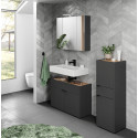 Ensemble de salle de bain contemporain graphite/chêne Ohayo