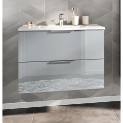 Meuble sous lavabo moderne graphite/verre gris Valdo