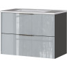 Meuble sous lavabo moderne graphite/verre gris Valdo