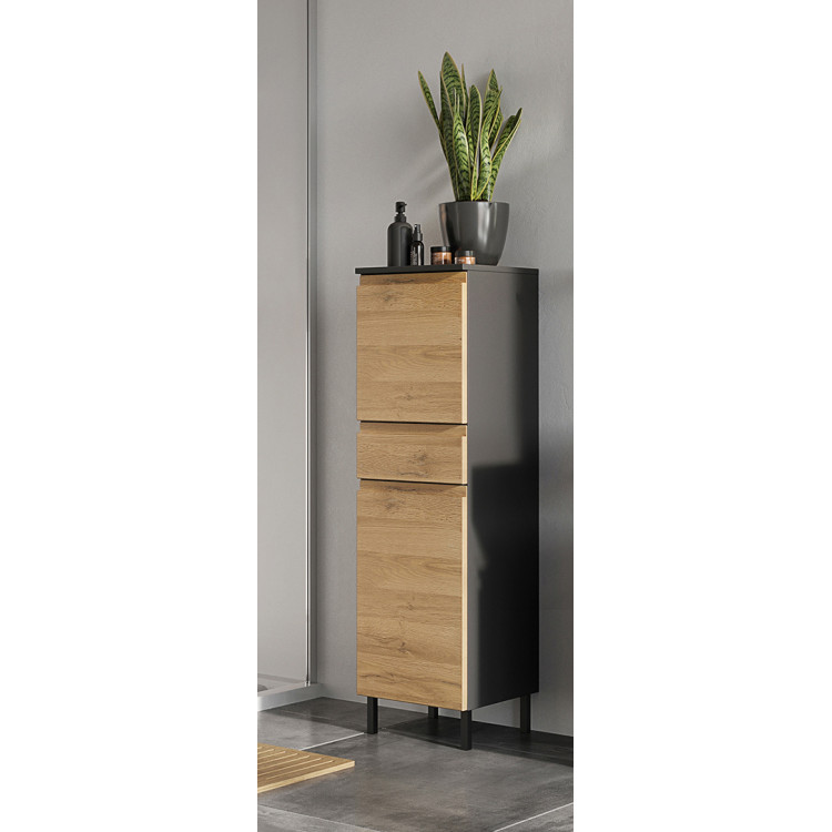 Colonne de salle de bain H 120 cm chêne/graphite Salsa