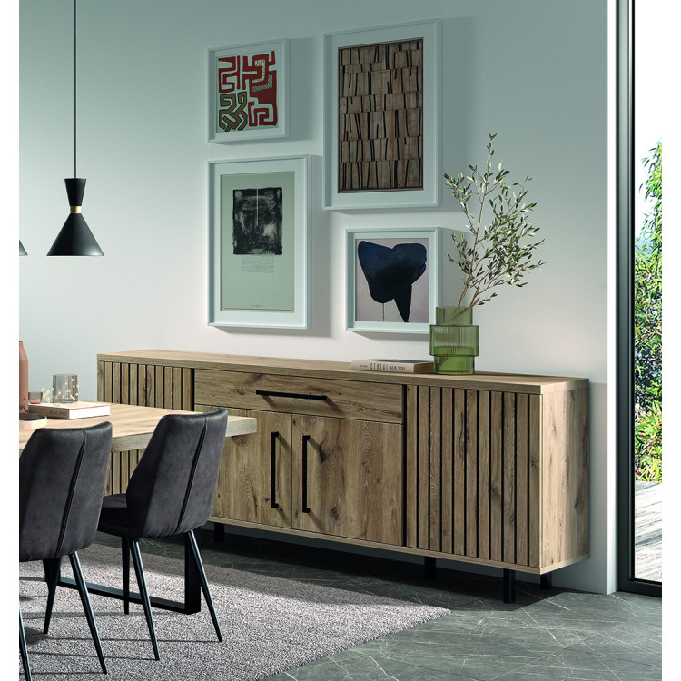 Buffet/bahut contemporain 225 cm chêne canyon Timber