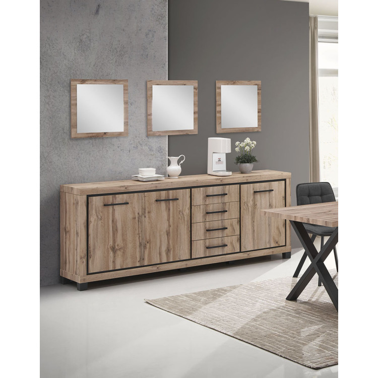 Buffet/bahut contemporain 225 cm chêne canada Heleane