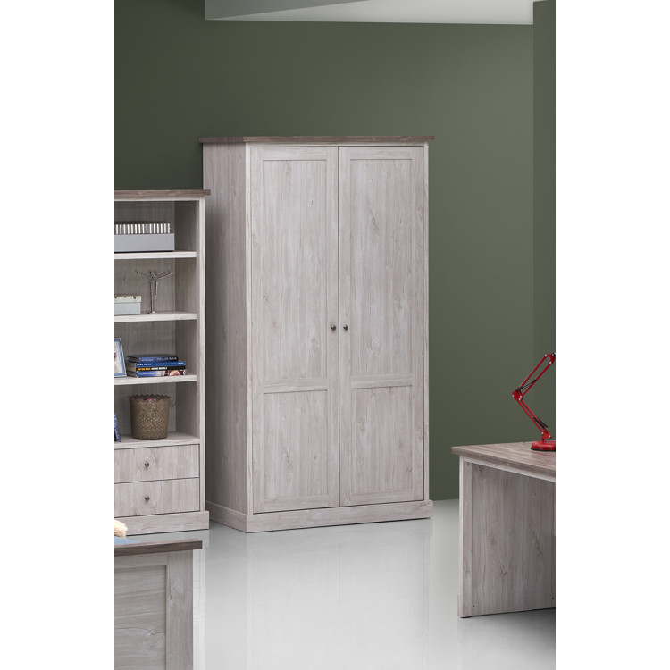 Armoire enfant contemporaine 118 cm chêne blanc/marron Maxime