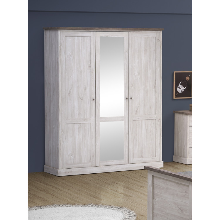 Armoire enfant contemporaine 172 cm chêne blanc/marron Maxime