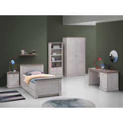 Chambre enfant complète contemporaine chêne blanc/marron Maxime