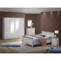 Chambre adulte contemporaine chêne blanc/marron Maxime