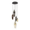 Suspension moderne 5 lampes en verre tricolore Lucia