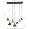 Suspension moderne 7 lampes en verre tricolore Willow