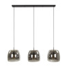 Suspension moderne 3 lampes en verre gris fumé Flora