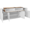 Buffet/bahut moderne 200 cm blanc laqué/érable Corso