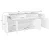 Buffet/bahut moderne 200 cm blanc laqué/érable Corso