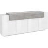 Buffet/bahut moderne 200 cm blanc laqué/béton Corso