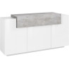 Buffet/bahut moderne 160 cm blanc laqué/béton Corso