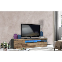 Meuble TV moderne 150 cm chêne/gris ardoise Indila