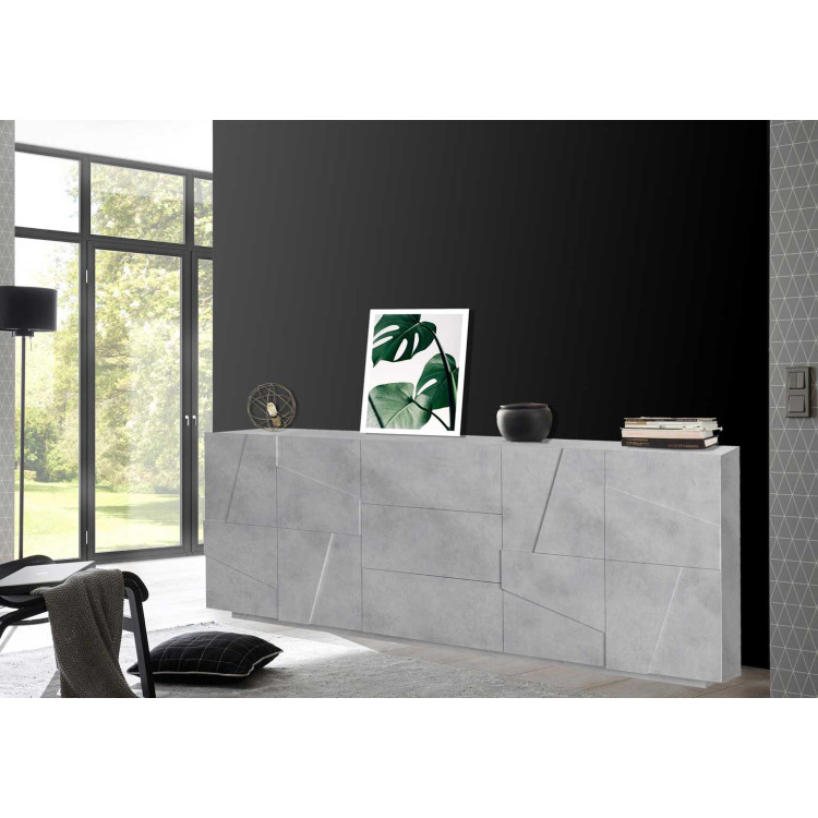 Buffet/bahut moderne 224 cm gris béton Pittsburgh