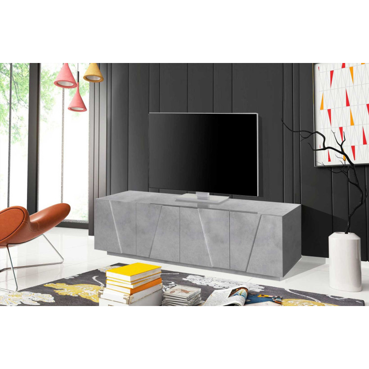 Meuble TV moderne 162 cm gris béton Pittsburgh