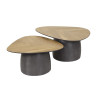 Tables basses industrielles métal et teck recyclé Hindie (lot de 2)