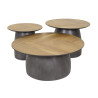 Tables basses industrielles métal et teck recyclé Hindie (lot de 3)