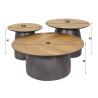 Tables basses industrielles métal et teck recyclé Hindie (lot de 3)