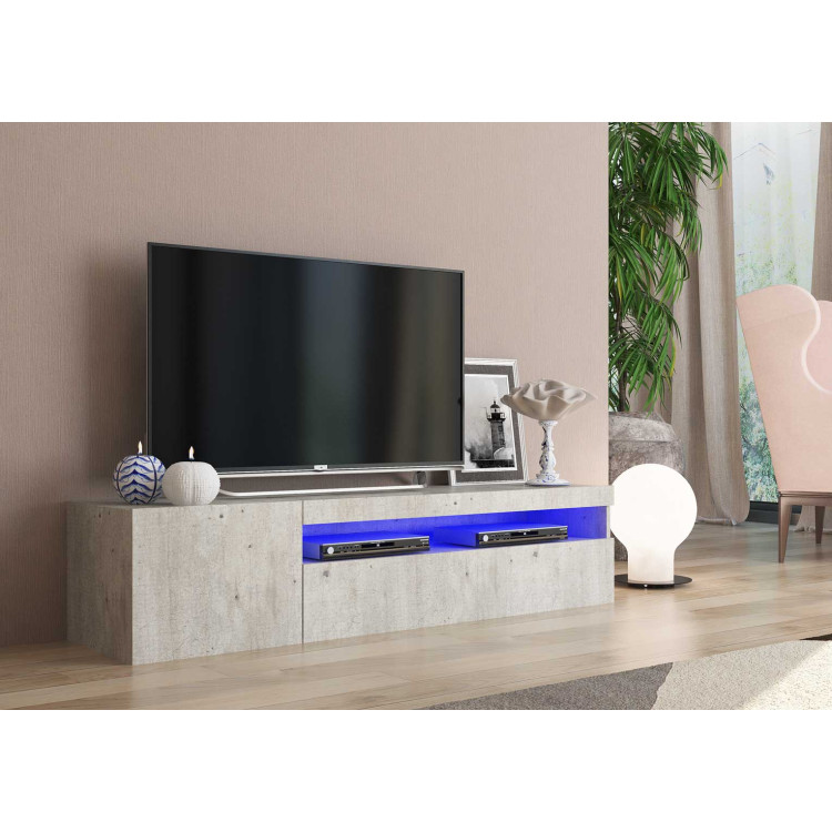 Meuble TV moderne 150 cm gris béton Adilah