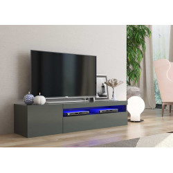 Meuble TV moderne 150 cm anthracite laqué brillant Adilah