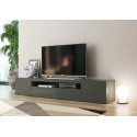 Meuble TV moderne 200 cm laqué anthracite brillant Adilah