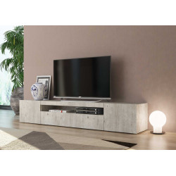 Meuble TV moderne 200 cm gris béton Adilah