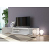 Meuble TV moderne 200 cm laqué blanc brillant Adilah