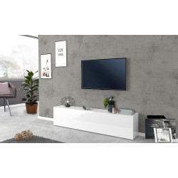 Meuble TV moderne blanc laqué brillant 180 cm Maroussia