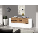 Buffet/bahut moderne blanc laqué brillant/érable 220 cm Apollon