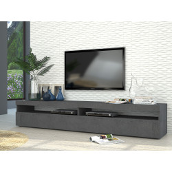 Meuble TV moderne 200 cm gris ardoise Benedict