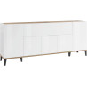 Buffet/bahut 200 cm moderne blanc laqué brillant/érable Shine